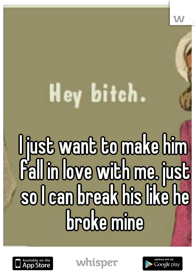 I just want to make him fall in love with me. just so I can break his like he broke mine