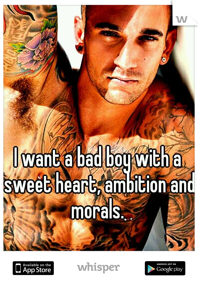 I want a bad boy with a sweet heart, ambition and morals. 