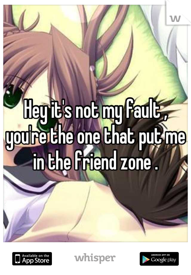 Hey it's not my fault , you're the one that put me in the friend zone .