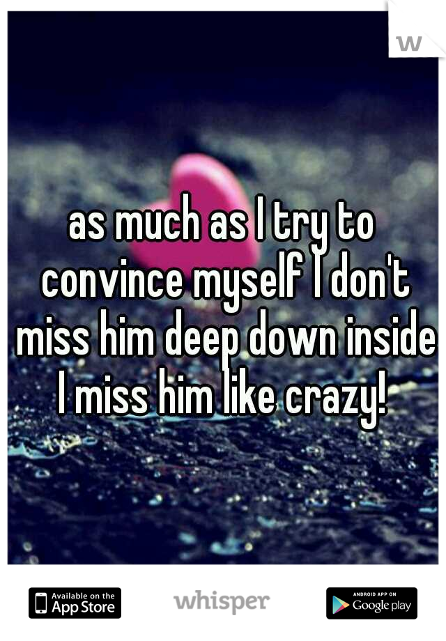 as much as I try to convince myself I don't miss him deep down inside I miss him like crazy! 