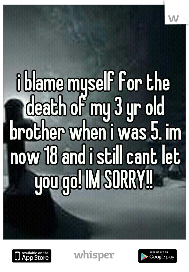 i blame myself for the death of my 3 yr old brother when i was 5. im now 18 and i still cant let you go! IM SORRY!! 