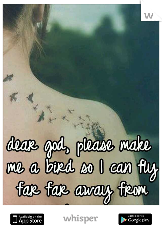 dear god, please make me a bird so I can fly far far away from here 