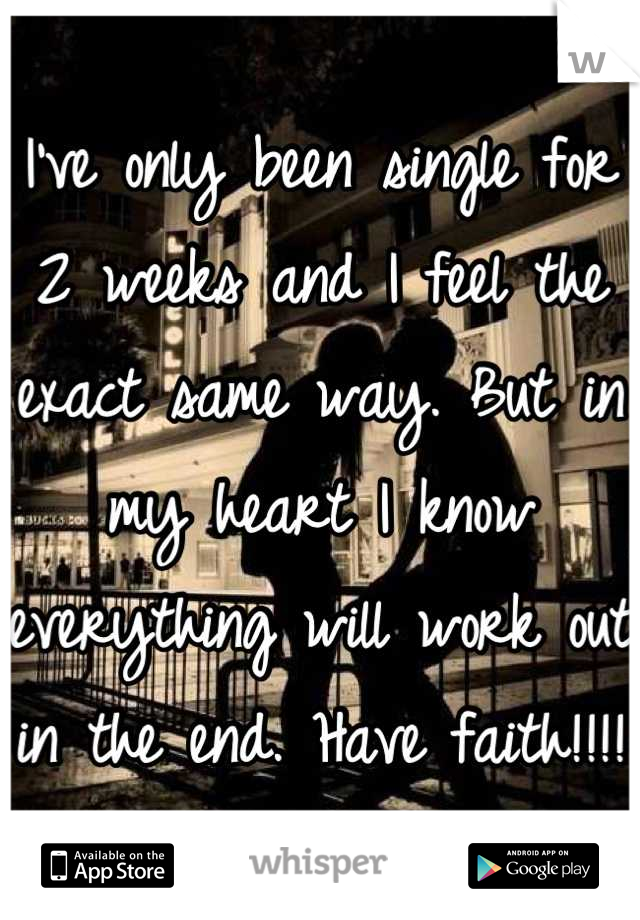 I've only been single for 2 weeks and I feel the exact same way. But in my heart I know everything will work out in the end. Have faith!!!!