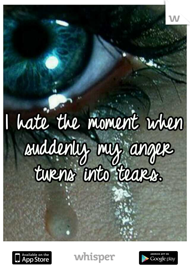 I hate the moment when suddenly my anger turns into tears.