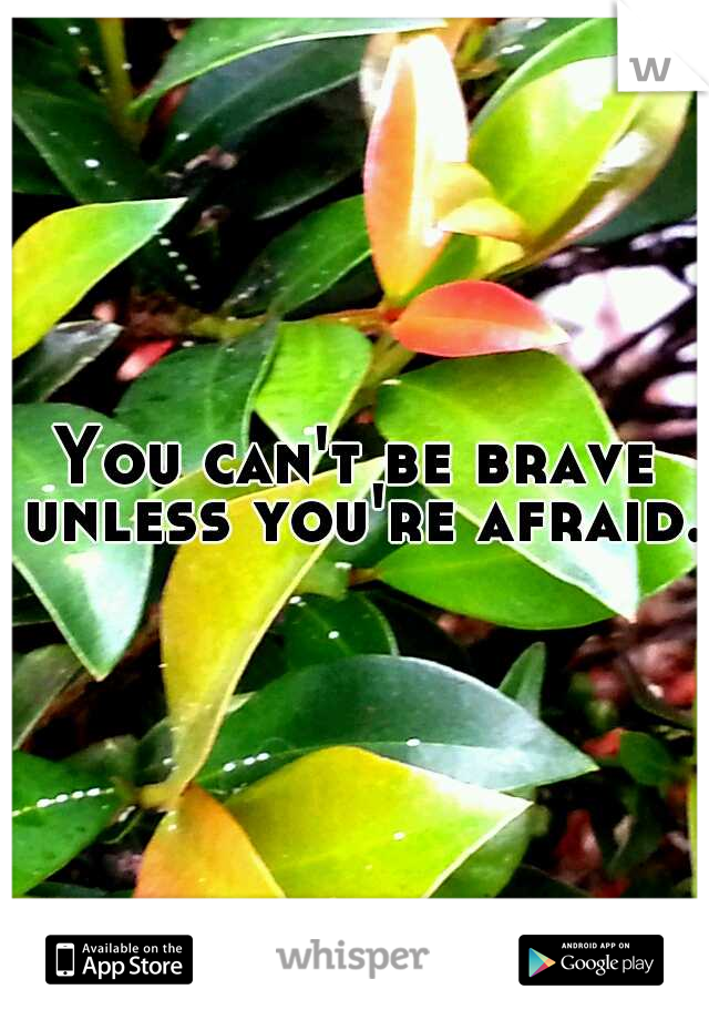 You can't be brave unless you're afraid. 