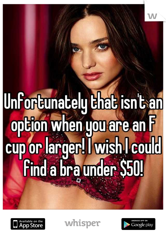 Unfortunately that isn't an option when you are an F cup or larger! I wish I could find a bra under $50!