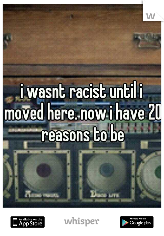 i wasnt racist until i moved here. now i have 20 reasons to be