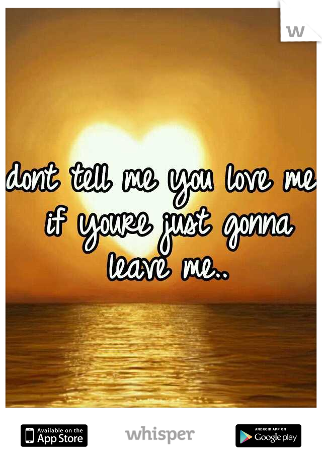 dont tell me you love me if youre just gonna leave me..