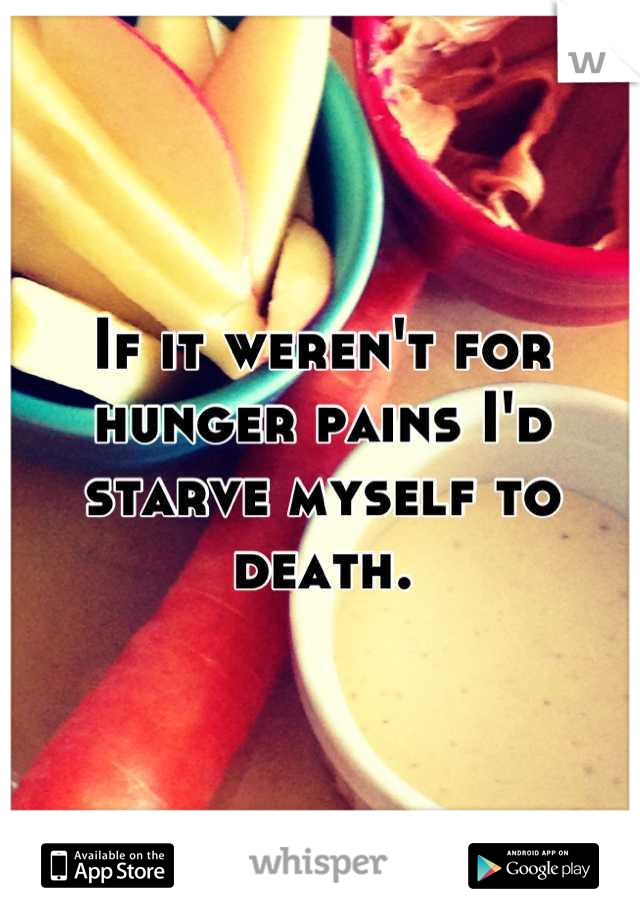 If it weren't for hunger pains I'd starve myself to death.
