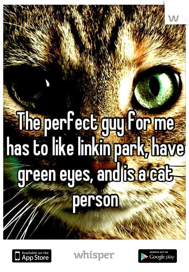 The perfect guy for me has to like linkin park, have green eyes, and is a cat person
