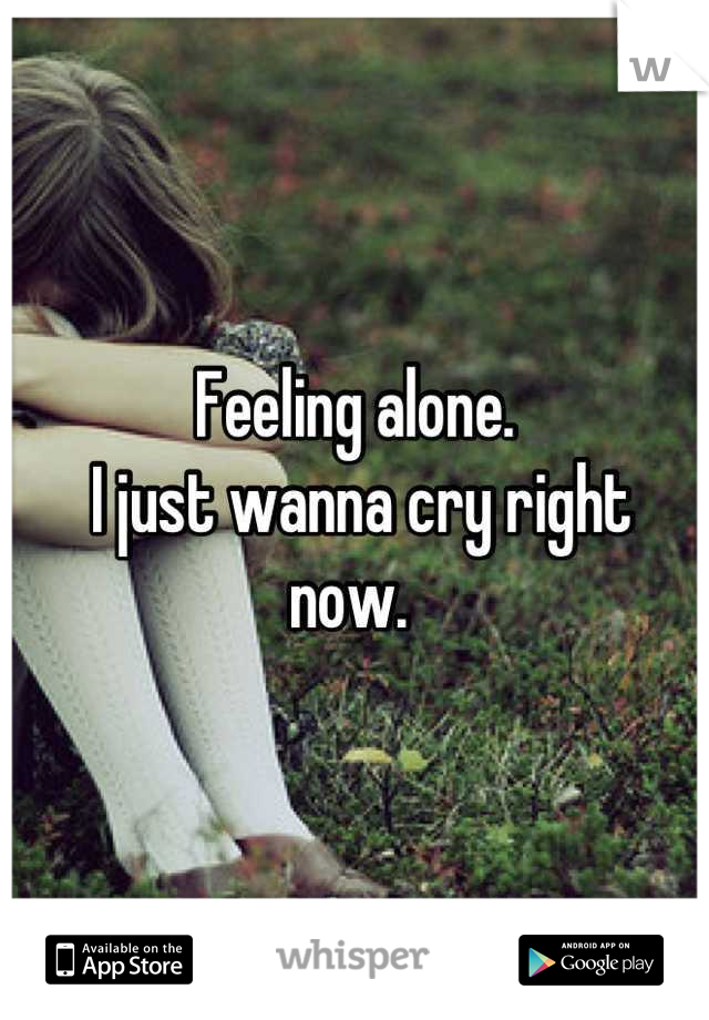 Feeling alone.
 I just wanna cry right now. 
