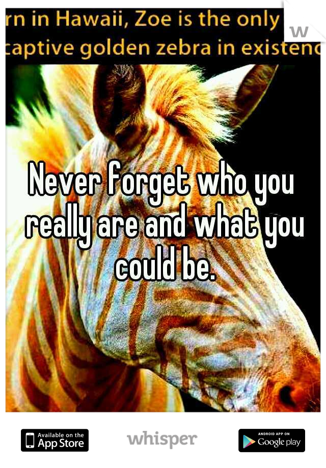 Never forget who you really are and what you could be.