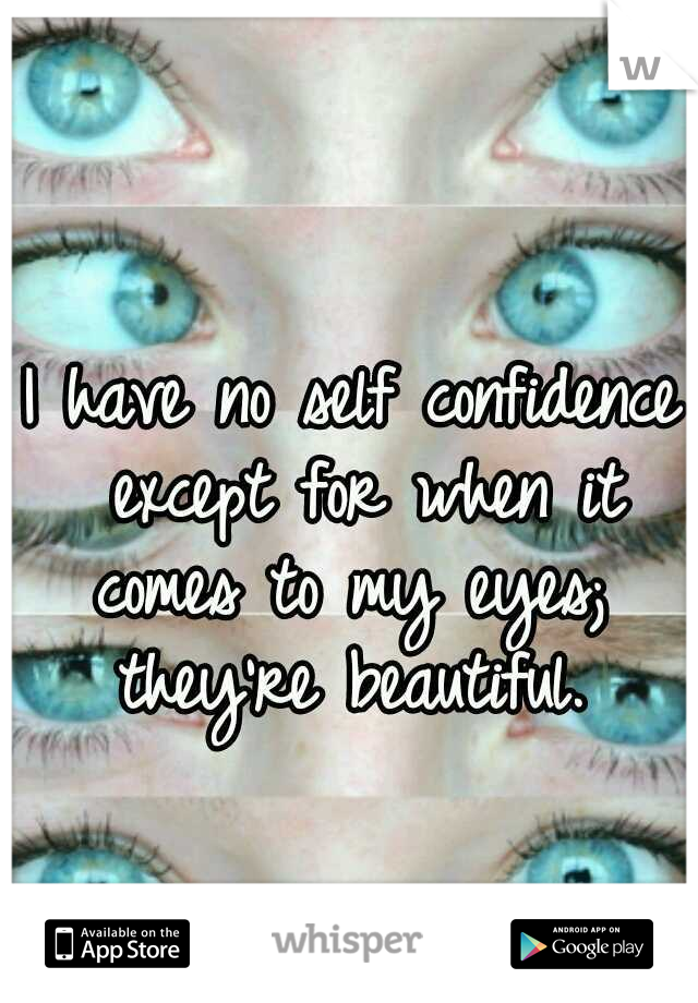 I have no self confidence except for when it comes to my eyes;  they're beautiful. 
