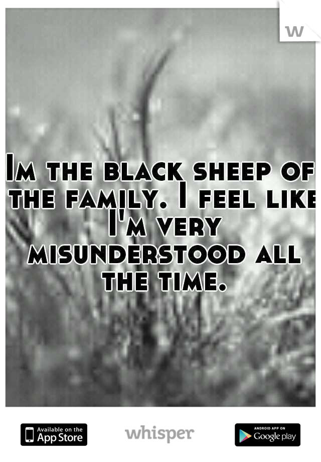 Im the black sheep of the family. I feel like I'm very misunderstood all the time.
