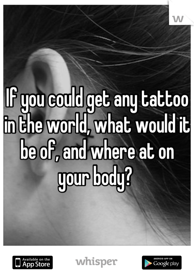 If you could get any tattoo in the world, what would it be of, and where at on your body? 