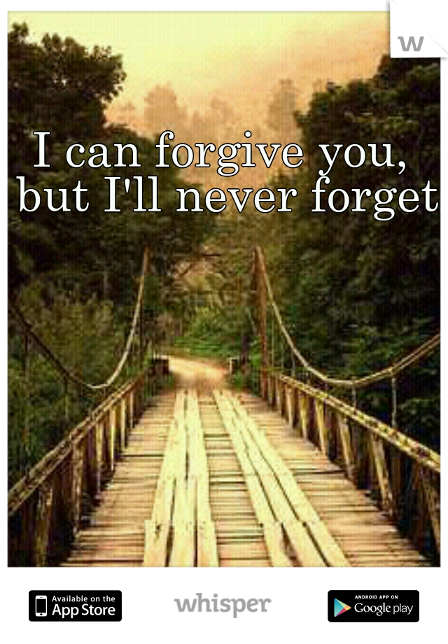 I can forgive you, but I'll never forget.
