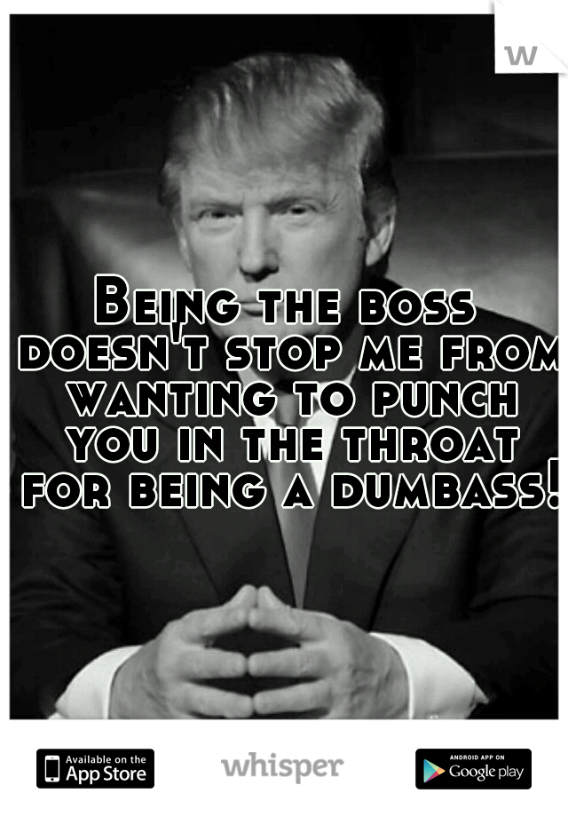 Being the boss doesn't stop me from wanting to punch you in the throat for being a dumbass! 