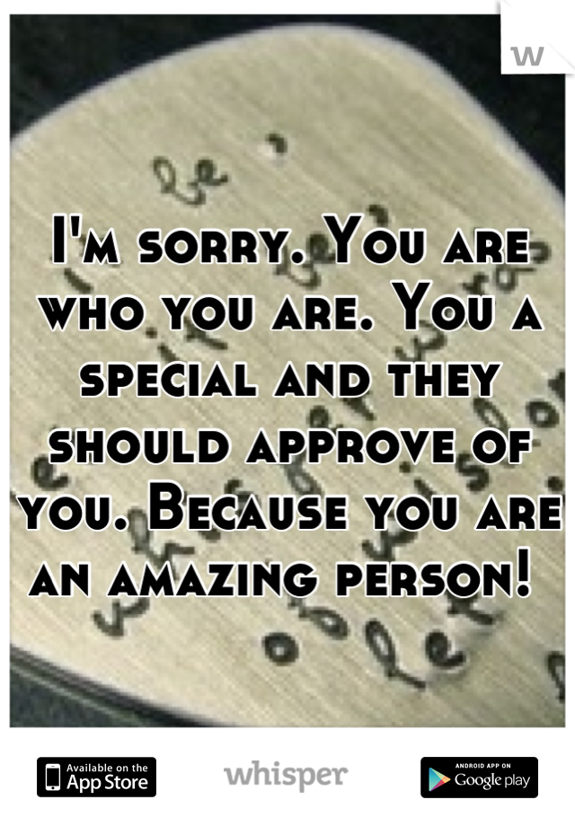 I'm sorry. You are who you are. You a special and they should approve of you. Because you are an amazing person! 