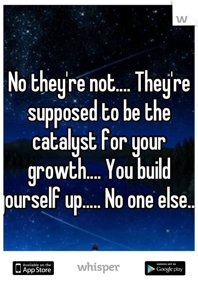 No they're not.... They're supposed to be the catalyst for your growth.... You build yourself up..... No one else....