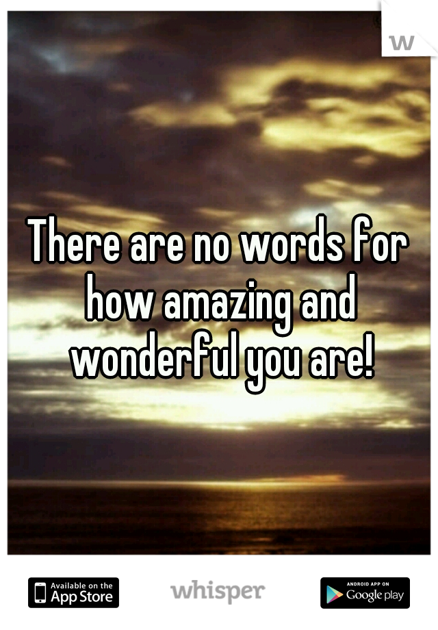 There are no words for how amazing and wonderful you are!