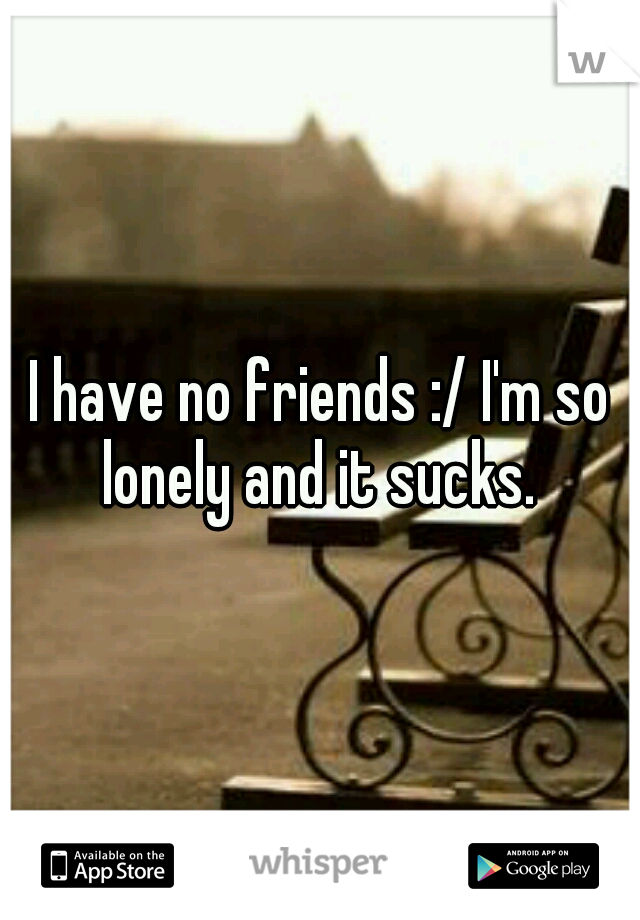 I have no friends :/ I'm so lonely and it sucks. 