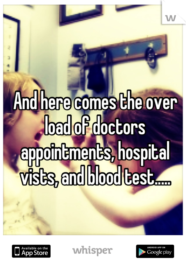 And here comes the over load of doctors appointments, hospital vists, and blood test.....