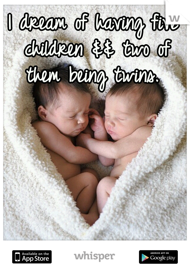 I dream of having five children && two of them being twins. 