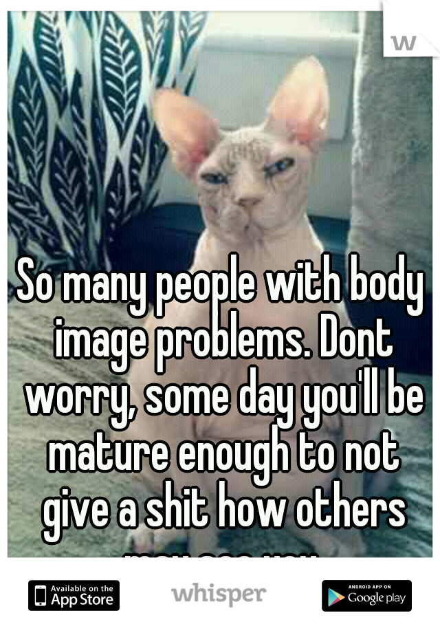 So many people with body image problems. Dont worry, some day you'll be mature enough to not give a shit how others may see you.