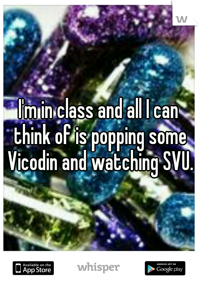 I'm in class and all I can think of is popping some Vicodin and watching SVU.