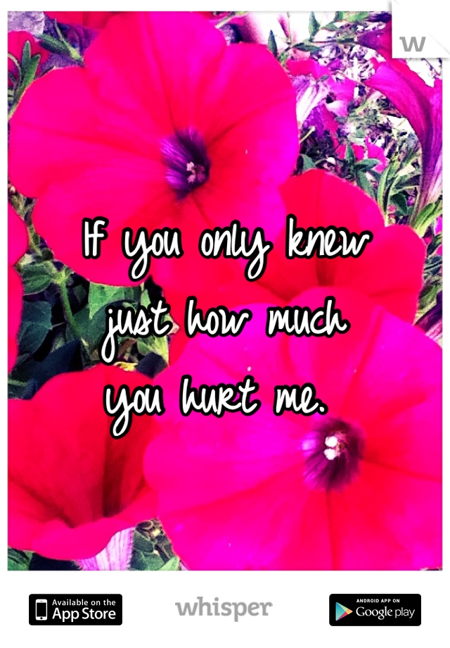 If you only knew
just how much
you hurt me. 