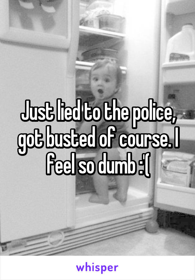 Just lied to the police, got busted of course. I feel so dumb :'(
