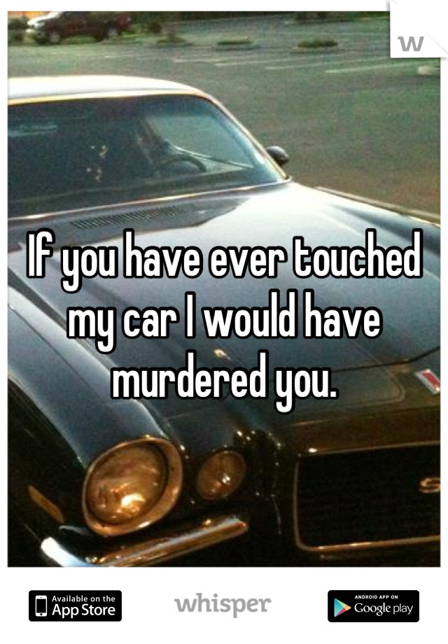 If you have ever touched my car I would have murdered you.