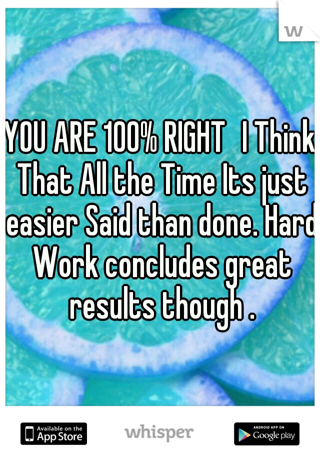 YOU ARE 100% RIGHT
I Think That All the Time Its just easier Said than done. Hard Work concludes great results though .