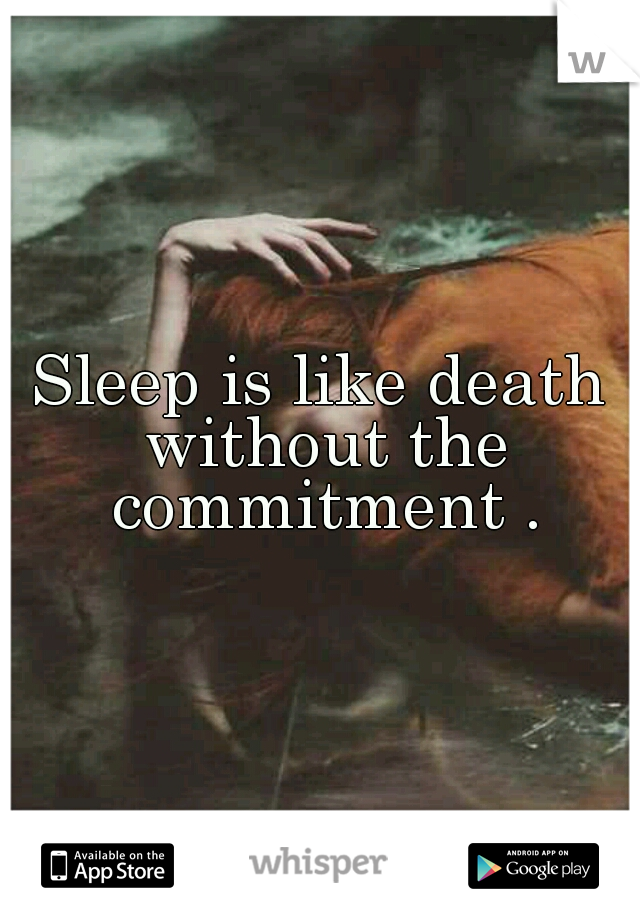Sleep is like death without the commitment .