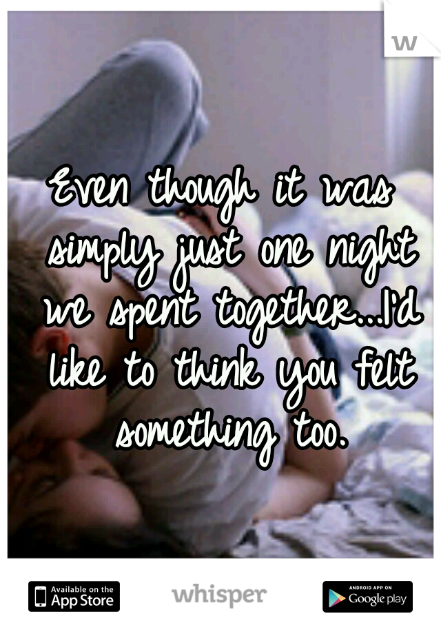 Even though it was simply just one night we spent together...I'd like to think you felt something too.
