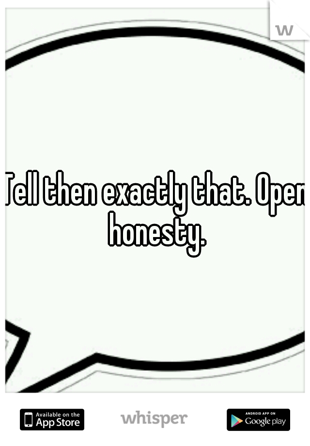 Tell then exactly that. Open honesty.