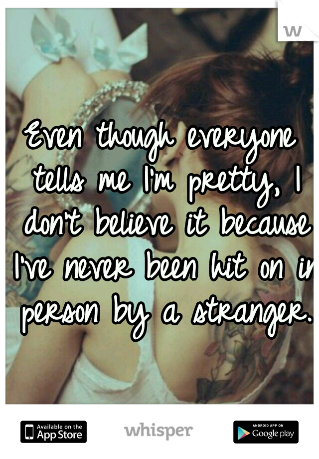 Even though everyone tells me I'm pretty, I don't believe it because I've never been hit on in person by a stranger.