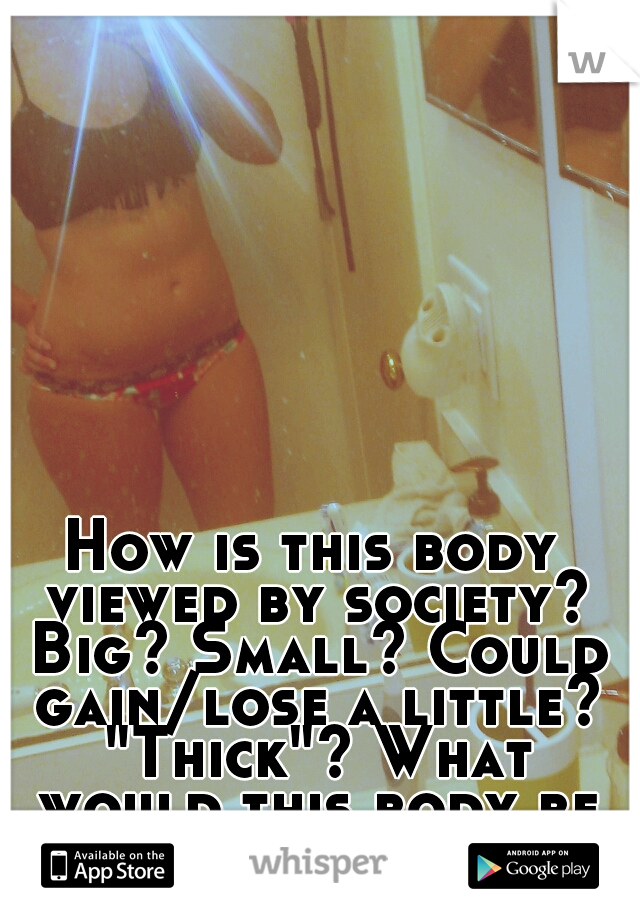 How is this body viewed by society? Big? Small? Could gain/lose a little? "Thick"? What would this body be labled as? 