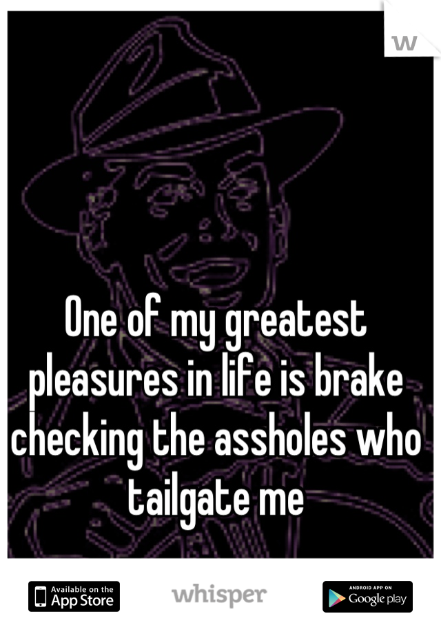 One of my greatest pleasures in life is brake checking the assholes who tailgate me