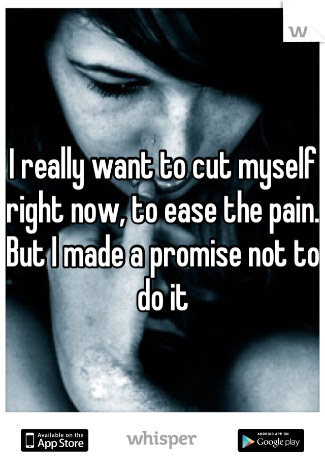I really want to cut myself right now, to ease the pain. But I made a promise not to do it