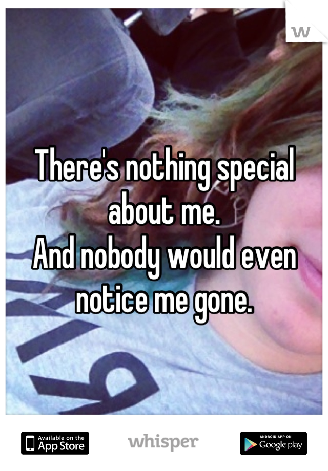 There's nothing special about me.
And nobody would even notice me gone.