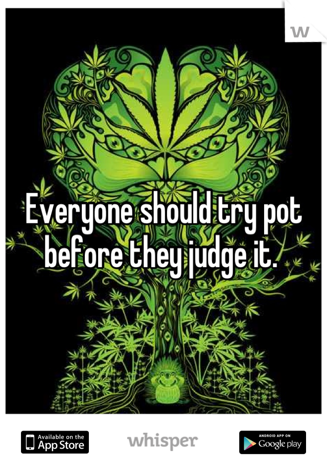 Everyone should try pot before they judge it. 