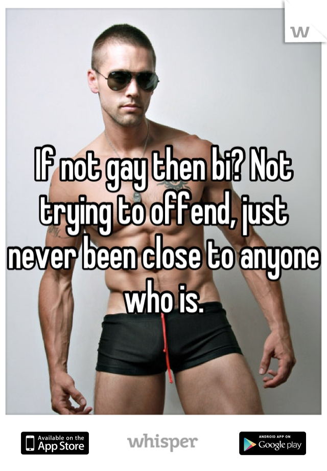 If not gay then bi? Not trying to offend, just never been close to anyone who is.