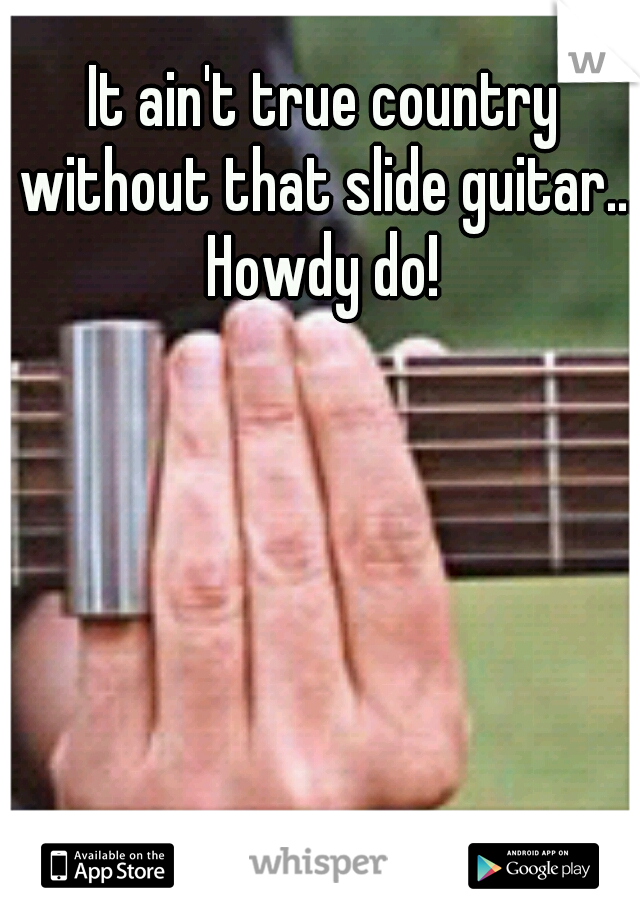 It ain't true country without that slide guitar... Howdy do! 