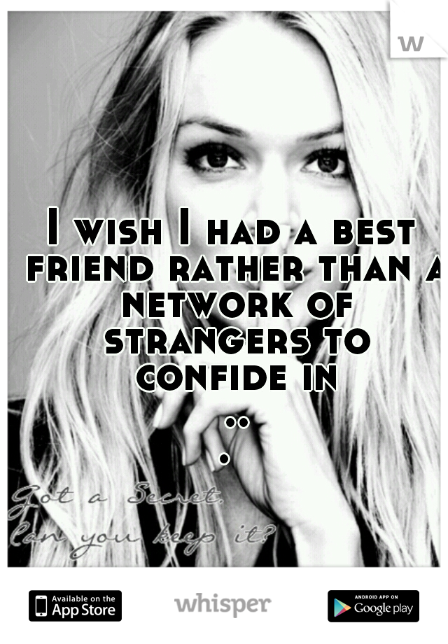 I wish I had a best friend rather than a network of strangers to confide in ... 