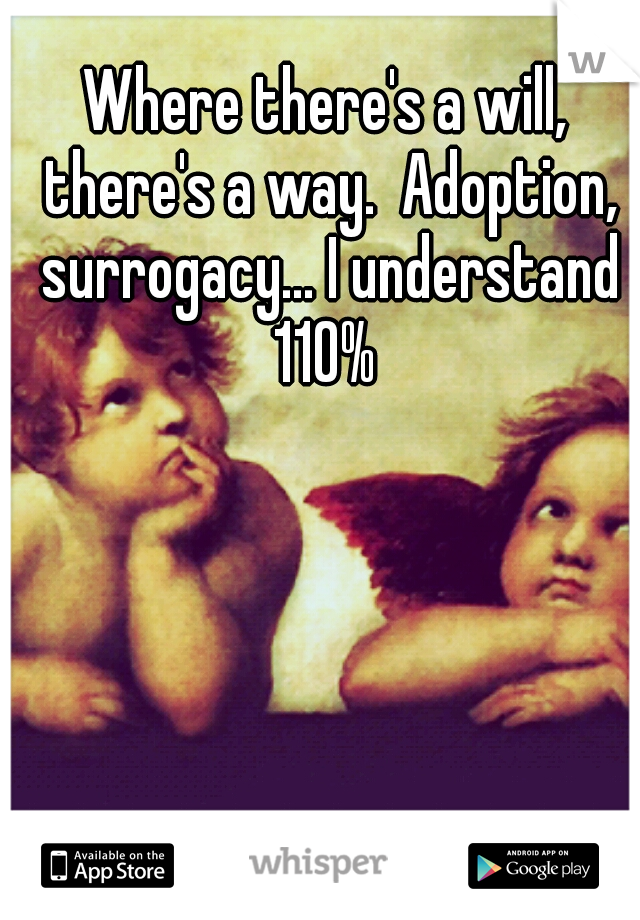 Where there's a will, there's a way.  Adoption, surrogacy... I understand 110% 