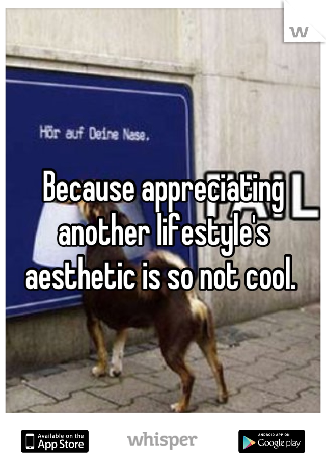 Because appreciating another lifestyle's aesthetic is so not cool. 