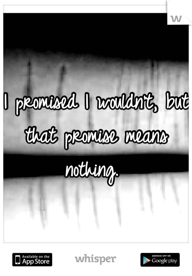 I promised I wouldn't, but that promise means nothing. 