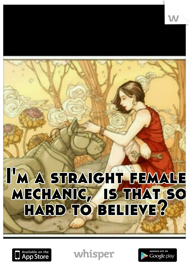 I'm a straight female mechanic,  is that so hard to believe? 