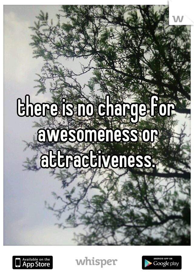 there is no charge for awesomeness or attractiveness.